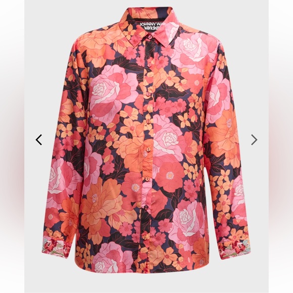 Johnny Was Becca Button Down Shirt Medium Silk - Picture 2 of 16